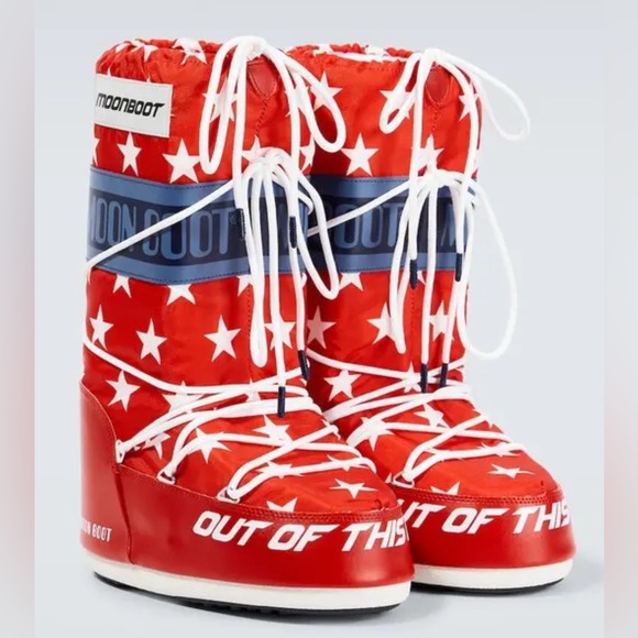 Moon BootRed Star Pattern Show Winter Boots New